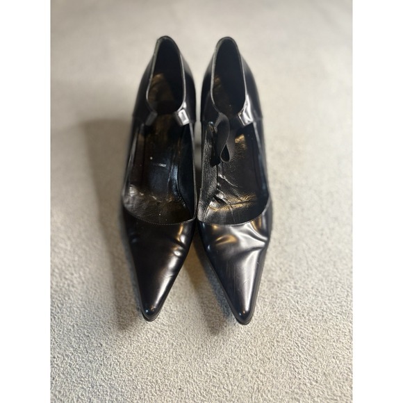 PRADA -  Vintage Black Patent Leather Kitten Pumps‎ EUR Size 37 US6.5 - Picture 3 of 7